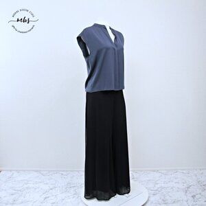 Vince Silk Blend Sleeveless Button Down High Low Blouse Purple Blue Women S